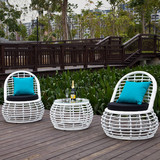 简约创意藤椅三件套 户外阳台桌椅户外休闲仿藤椅子茶几现代家具