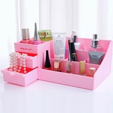 【猫叔】超大桌面粉色收纳盒 双层抽屉粉色置物盒 化妆品收纳盒
