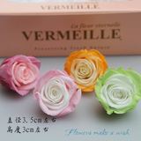 VERMEILLE8朵装双色玫瑰批发 进口永生花DIY花材 3.5厘米双色边