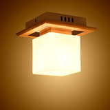 吸顶灯过道入户灯玄关灯走廊灯吸顶灯简约现代正方形实木质玻璃罩