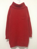 vintage古着孤品尖货 森系红色高领长款直筒打底毛衣连衣裙
