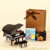 大尺寸刻字木质八音盒钢琴音乐盒木质创意生日礼物钢琴模型摆件