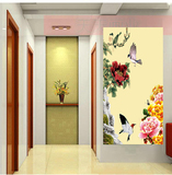 玄关走廊横版现代大型无框画单幅装饰挂画中式风水画客厅墙画花卉