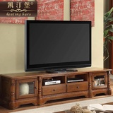美式实木电视柜简约组合 简欧全实木电视机柜 欧式客厅地柜储物柜
