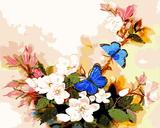 数字油画diy特价包邮 客厅情侣风景手绘花卉装饰画 40*50蓝色蝴蝶