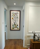 欧式简约现代别墅玄关客厅装饰画美式植物树木大厅壁画复式住宅画