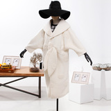 VITAMINE原创设计师品牌立体织花大翻领茧型羊毛呢大衣中长款女装