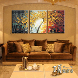客厅装饰画沙发背景墙壁画餐厅卧室挂画浮雕效果手绘油画发财树