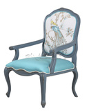 美式乡村风化白餐椅书椅现代实木印花布艺单人椅子欧式复古影楼椅