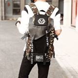 韩版帆布男包大学生书包双肩包男士背包旅行包高中时尚潮流包新款