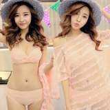 韩国性感比基尼三件套泳装小胸钢托聚拢分体大码温泉bikini泳衣女
