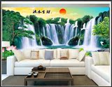 墙画中式电视背景墙壁画简约客厅卧室山水风景无缝3D立体大型定制