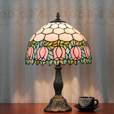 欧式蒂凡尼创意彩色玻璃郁金香复古卧室床头台灯酒吧餐厅展厅灯具