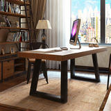 美式复古铁艺家用书法桌宜家简易书桌电脑桌简约实木写字桌工作台
