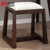 和购家具 现代北欧实木化妆凳美式真皮换鞋凳卧室简约梳妆凳HG502