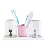 卡通小猫咪洗漱套装情侣牙刷架创意可爱牙具座漱口杯子牙缸刷牙杯
