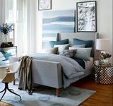 美式简约现代宜家卧室软包床婚用双人床1.8米2.0米实木布床可订制