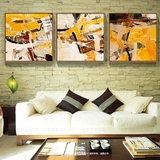 现代简约色块抽象油画手绘三联组合酒店客厅玄关卧室挂画精选热卖