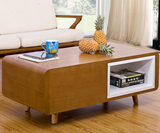 现代简约日式原木色长方形小公寓整装储物休闲实木创意圆角茶几