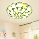 美式乡村主卧室LED吸顶灯 简约地中海田园风格房间餐厅灯温馨圆形