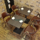 复古咖啡厅方桌椅欧式西餐厅实木桌椅组合简约甜品奶茶店桌椅组合