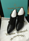美国代购特价Vivienne Westwood西太后双搭扣简约尖头高跟裸靴