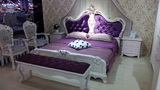 温馨时尚大气紫色双虎板式床家私简约现代卧室室家家具组合