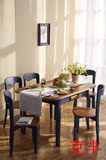 美式乡村餐桌椅伸缩实木长方形饭桌原木户型组合四川省可折叠餐桌