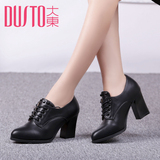 DUSTO/大东2016春季新款韩版高跟粗跟时尚系带女鞋单鞋DW16C3378A