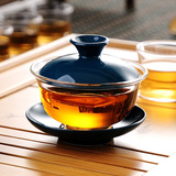 左茗右器 景德镇色釉玻璃陶瓷盖碗茶杯三才泡茶碗手工功夫茶具