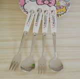 HELLO KITTY陶瓷不锈钢水果叉可爱卡通咖啡厅勺叮当猫韩式小叉子