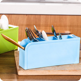 创意四格可立塑料桌面收纳盒办公文具桌面整理盒厨房餐具收纳盒