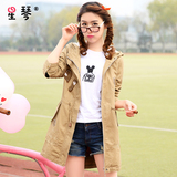 青少年2016年新款少女风衣中长款学生女版外套韩版女学院风休闲服