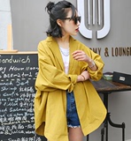 2016春装新款韩版时尚宽松大码显瘦中长款女士长袖西装外套大衣潮