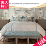 美式乡村麻布方床 欧式法式布艺双人床1.5米1.8米软包时尚简约床