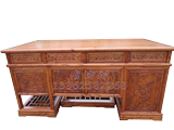 明清仿古典实木家具 1.6 1.8米花鸟雕花办公桌写字台 书画电脑桌