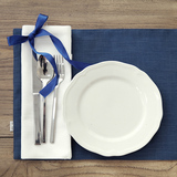 简约加厚纯色棉麻质感餐垫桌垫布艺西餐餐桌隔热垫餐巾口布深蓝色