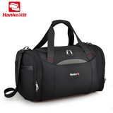 汉客大容量手提旅行袋 男旅游行李包 运动单肩短途旅行背包纯黑色