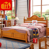 MHJ 纯实木儿童床1.5米优质橡胶木新中式1.2米实木床卧室家具