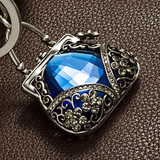 雅芬妮女士汽车钥匙扣链挂件生日新年情人节创意礼品海蓝水晶坤包