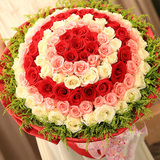 鲜花速递108朵红白粉香槟玫瑰花束求婚上海杭州南京合肥成都广州