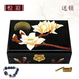 木质中式复古仿古典手工漆器 首饰品珠宝收纳盒梳妆盒结婚礼品盒
