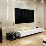 马氏皇庭 简约现代客厅伸缩电视柜 创意小户型黑白色钢琴烤漆地柜
