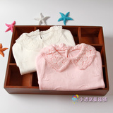 秋冬女童0-1-2-3岁婴儿女宝宝童装蕾丝翻领针织衫纯棉毛衣打底衫