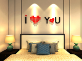 love爱情浪漫3d亚克力立体墙贴 卧室 客厅 背景墙装饰墙画