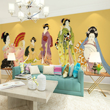 无缝墙布3D立体墙纸壁纸电视背景墙客厅卧室背景大型壁画日本仕女