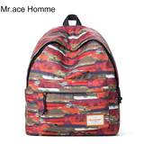 Mr.ace Homme印花双肩包女韩版简约中学生书包男时尚潮流旅行背包
