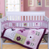 酷酷吧婴儿夏季床品紫蝴蝶卡通绣花 网眼床围清爽透气床围可定做