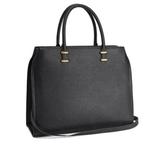 HM最新款2014年中款女包黑色十字纹大包包HM手提包斜跨包OL商务包