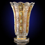 捷克进口波希米亚欧式包金水晶玻璃珐琅艺术花瓶摆件家居乔迁礼品